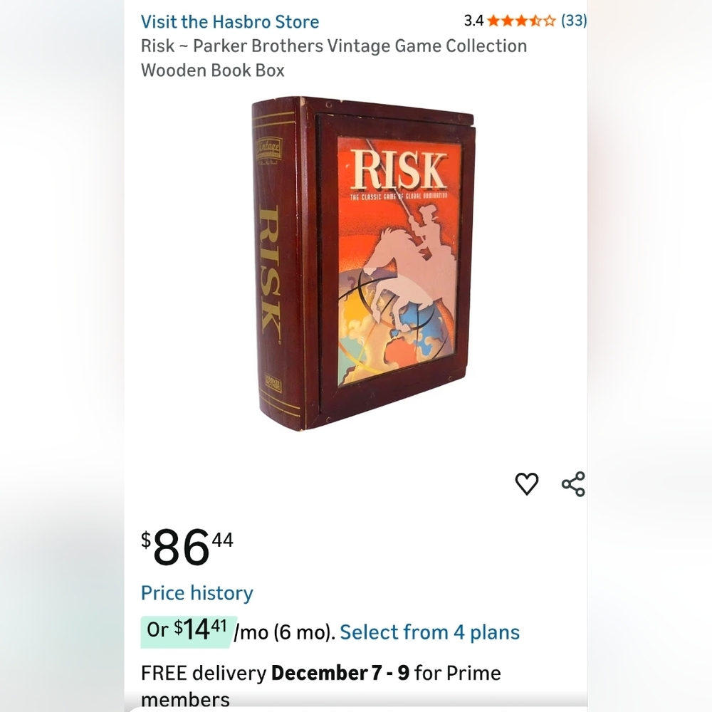 Vintage Risk Bookshelf Wooden Games Set